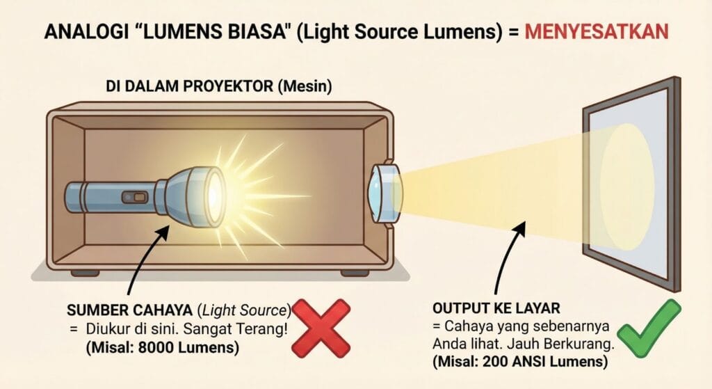 Perbedaan ANSI Lumens vs Lumens pada proyektor