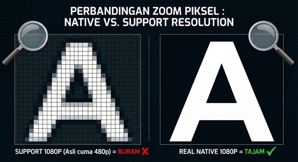 Perbandingan resolusi Native vs Support